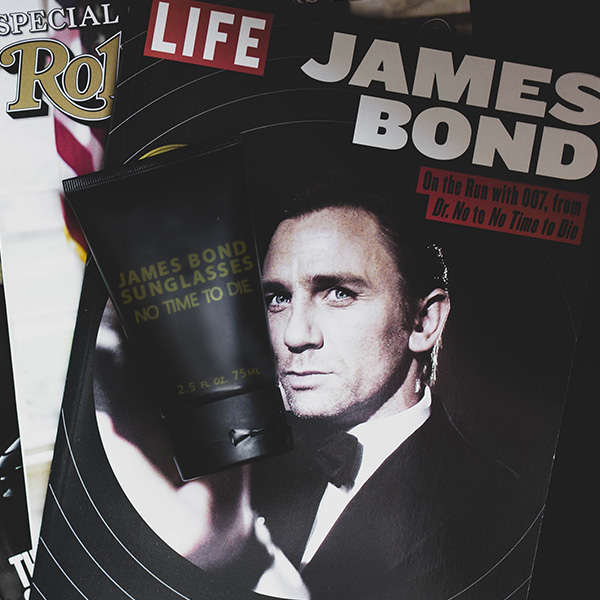 James Bond No Time to Die Sunglasses Banner - Film Magazine with James Bond on the front cover
